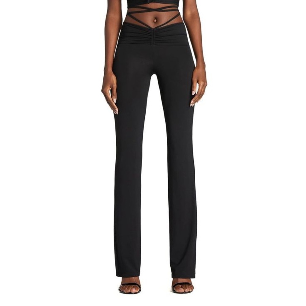 I Am Gia Lace Up Comfortable Black Flare Pant - XS